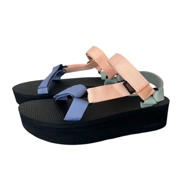 Free People Teva Flatform Platform Universal Light Weight Colorblock Sandals New - Picture 8 of 16